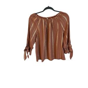 Elegant Brown Striped Women's Blouse